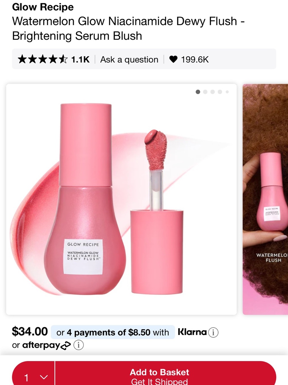 Glow Recipe Watermelon Glow Niacinamide Dewy Flush Blush - Coral Pink